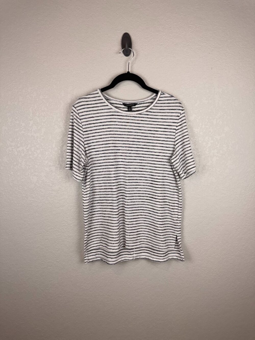 Banana Republic White Navy Striped Scoop Neck Short Sleeve Tee S
